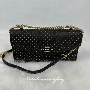 Coach Klare Envelope Crossbody Bag In Signature Canvas With Rivets Walnut CDB22